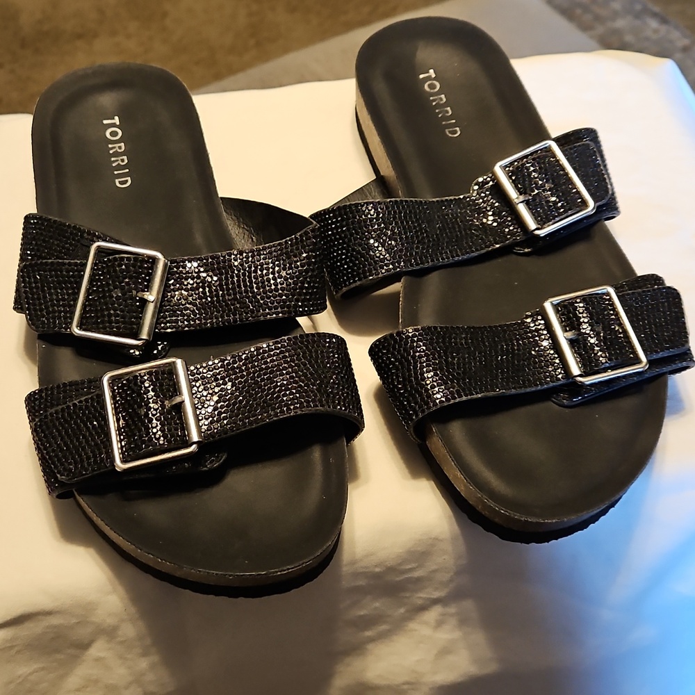 Torrid BLACK rhinestone Sandals SIZE 7 - Picture 2 of 9